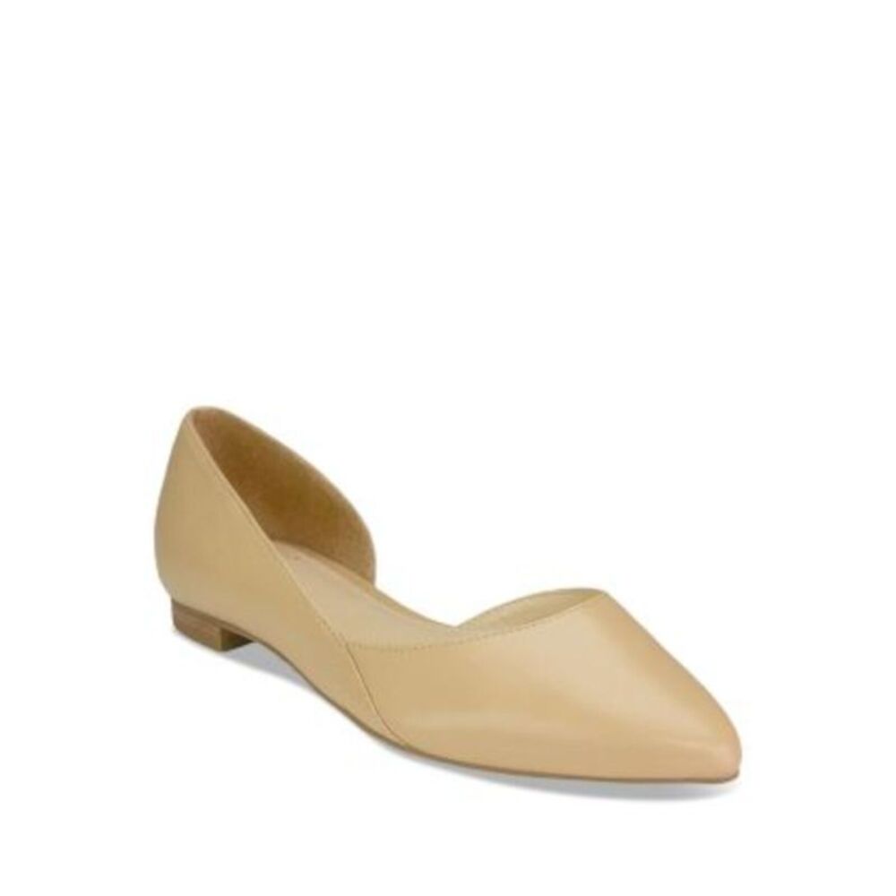MARC FISHER LTD Womens Beige D Orsay Sunny 5 Toe Slip On Leather Flats Shoes 7 M
